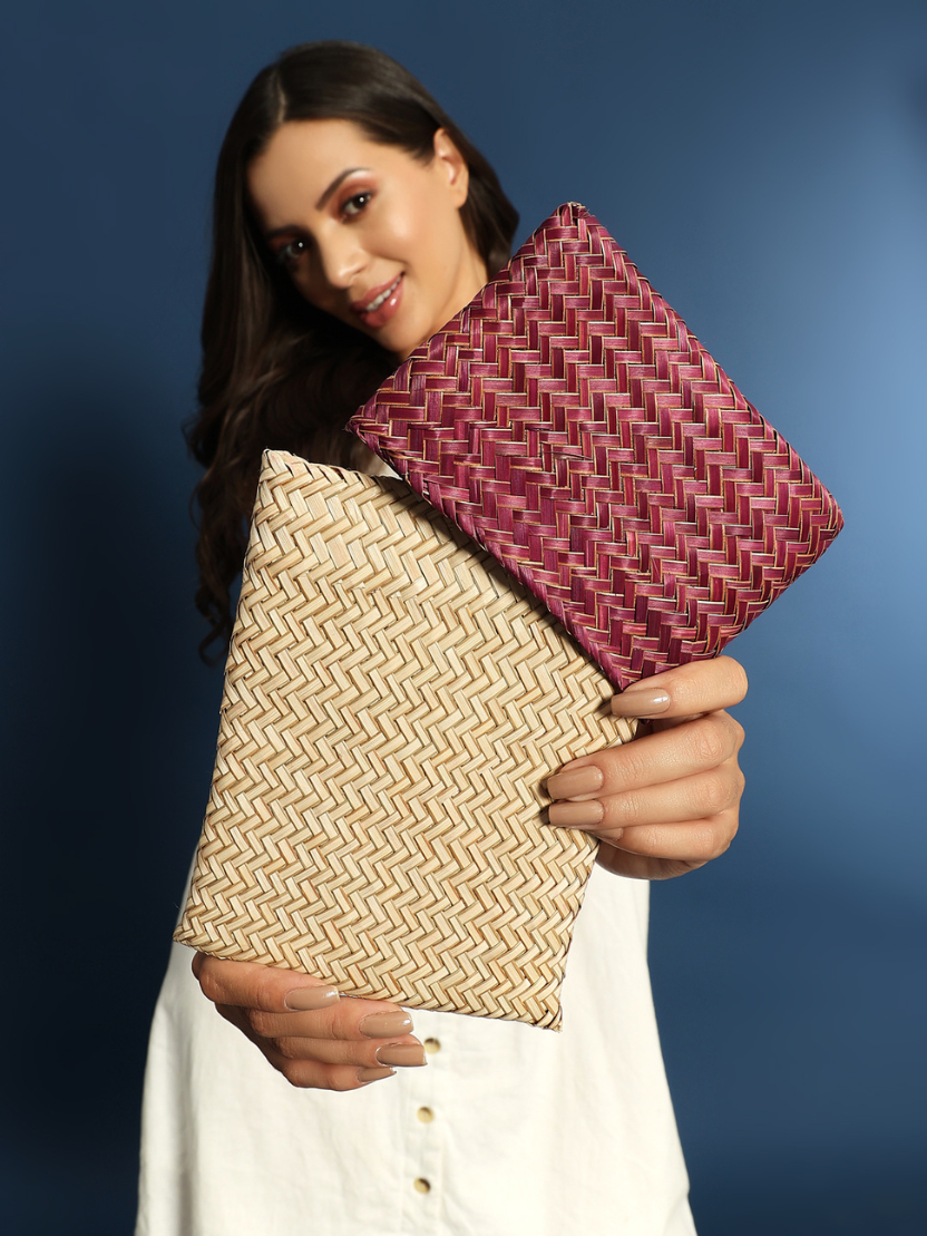 Sthula's Handcrafted  Natural Fiber Clutch Bag