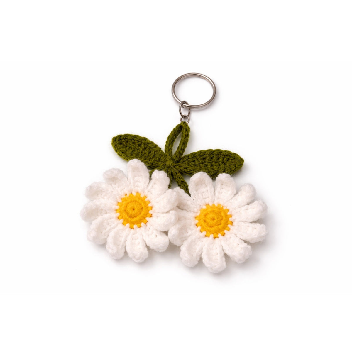 Sthula's Handmade White Daisy Flower Keychain