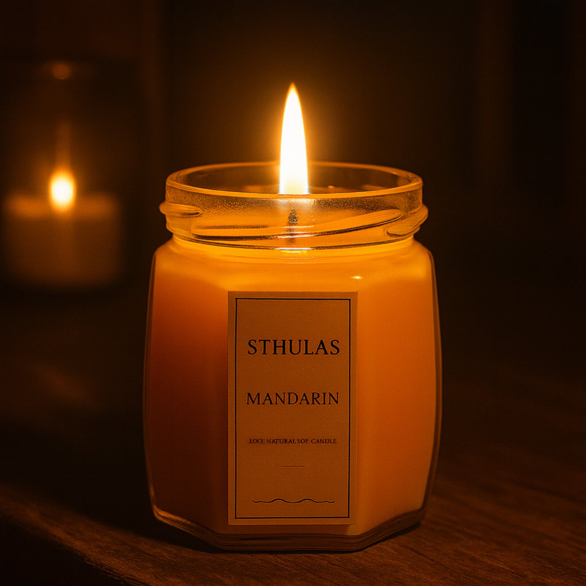 Sthula's White Oudh Scented Candle – Peach Glass Jar