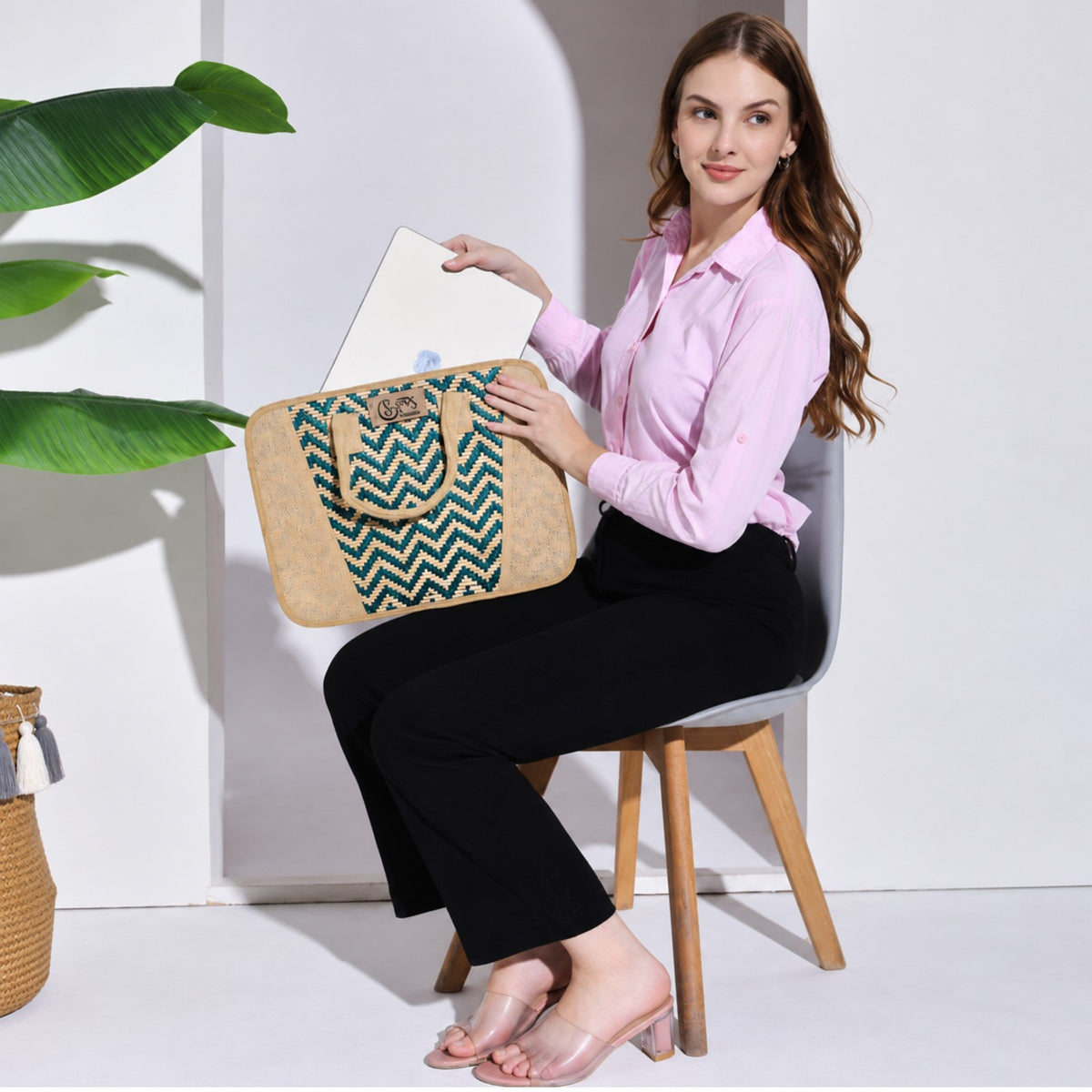 Sthula's Woven Laptop Bag – Stylish Jute Office & Work Bag for Women