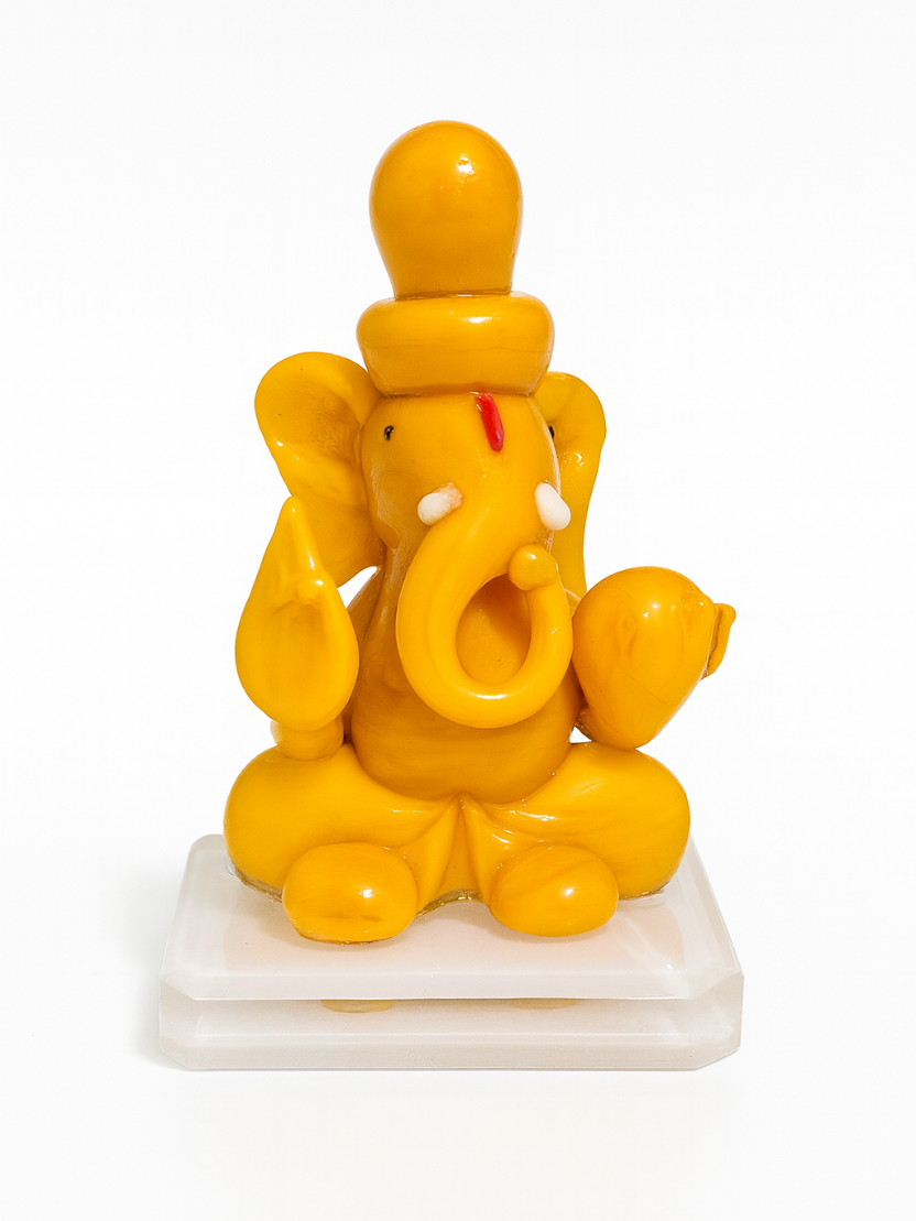 Sthula's Handcrafted Yellow Lord Ganesha Idol Showpiece