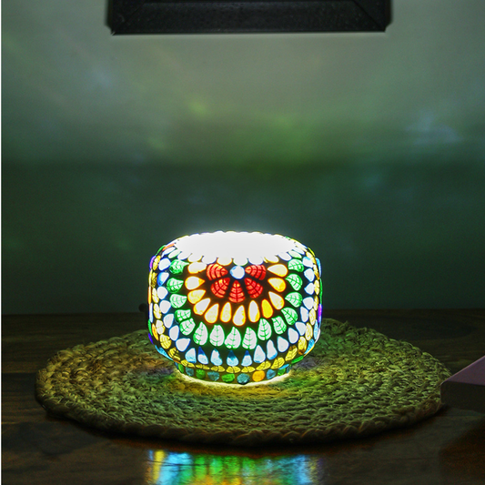 Sthula's Mosaic Floral Table Lamp – Multicolor, Glass