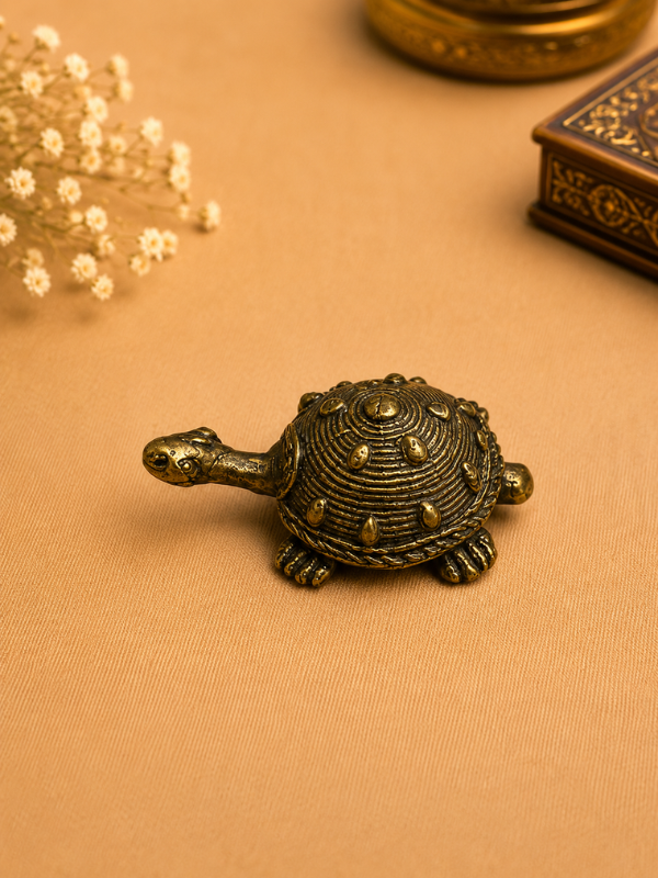 Sthula's Handmade Antique Brass Turtle Figurine