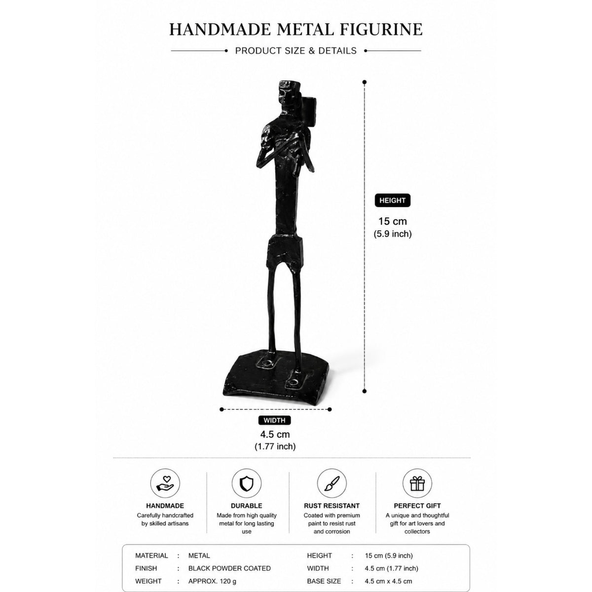 Sthula's Handmade Black Metal Farmer Figurine