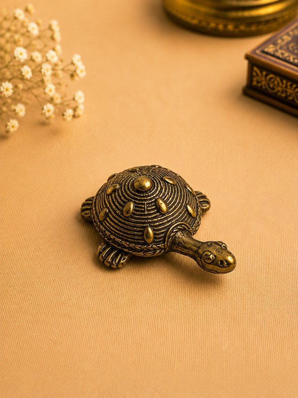 Sthula's Handmade Antique Brass Turtle Figurine