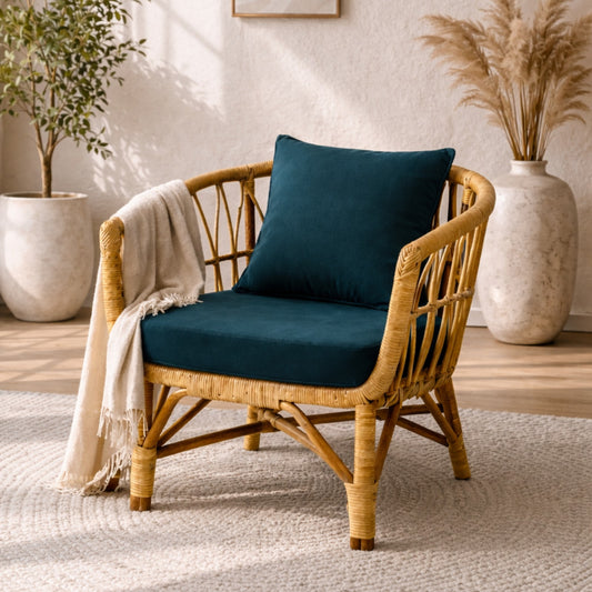 Sthula's Rattan Cane Accent Chair – Natural Brown Wooden Chair