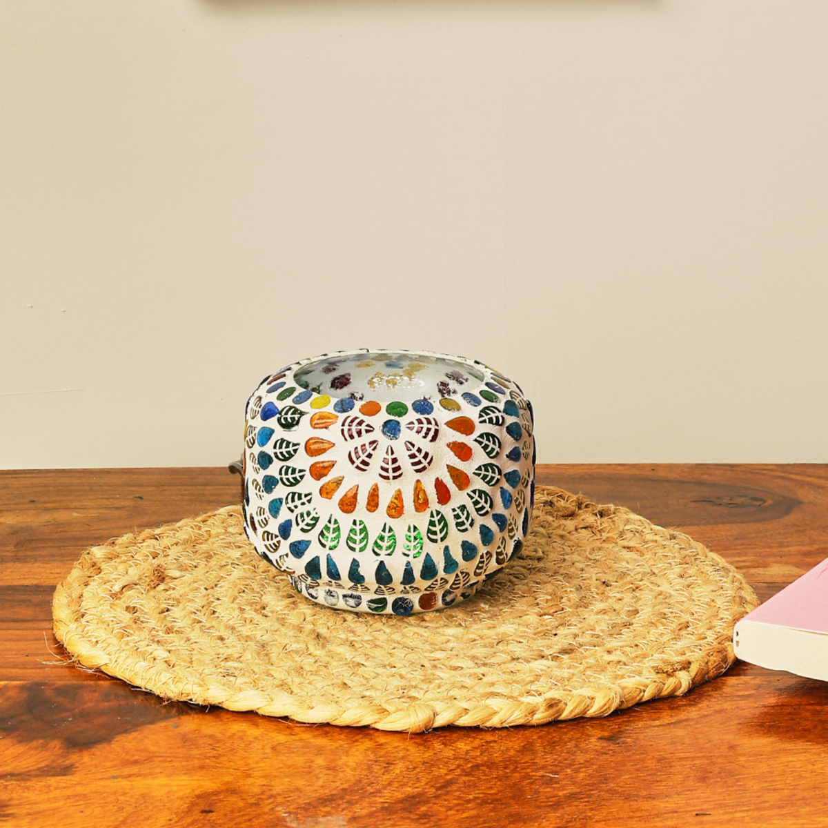 Sthula's Mosaic Floral Table Lamp – Multicolor, Glass