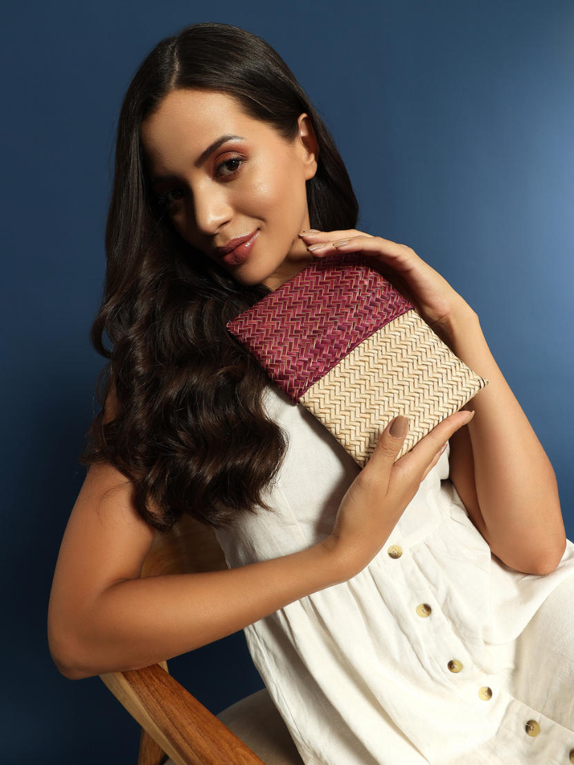Sthula's Handcrafted  Natural Fiber Clutch Bag