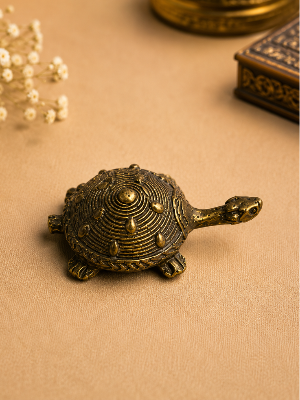 Sthula's Handmade Antique Brass Turtle Figurine