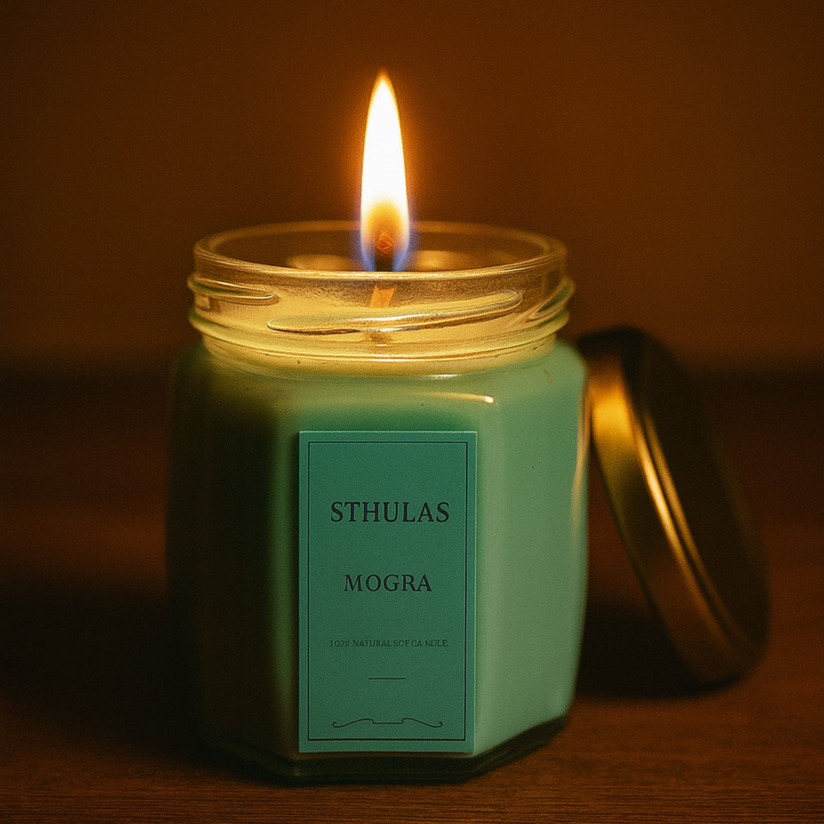 Sthula's  Mogra Scented Candle – Mint Green Glass Jar