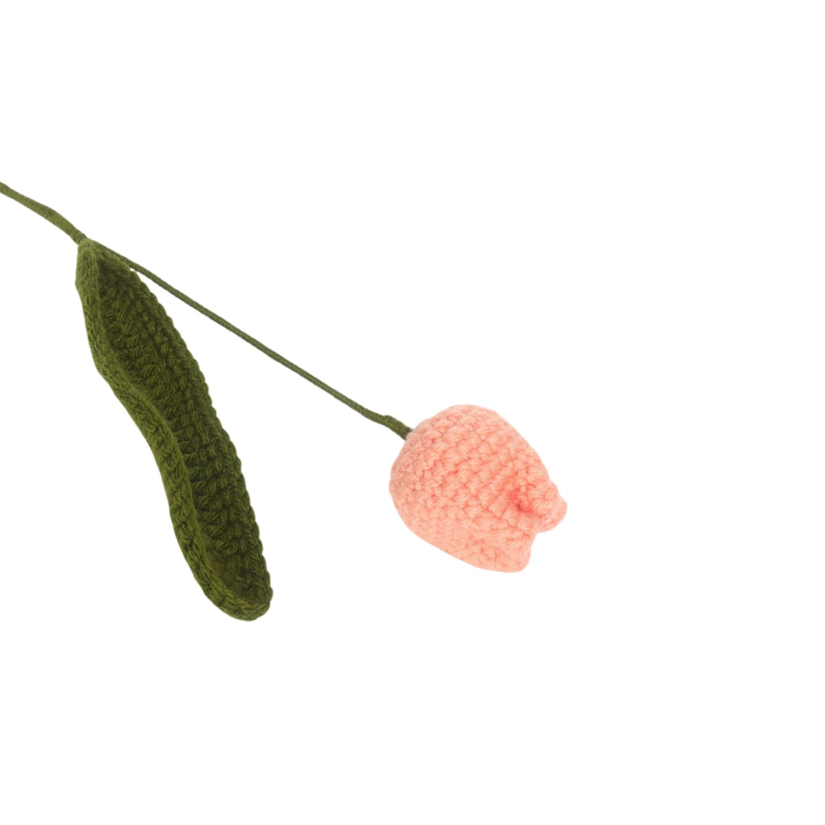 Sthula's Handmade Crochet Peach Tulip Flower with Green Leaf & Stem