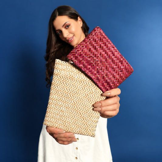 Sthula's Handwoven Jute Clutch Bag – Stylish Woven Handbag for Women