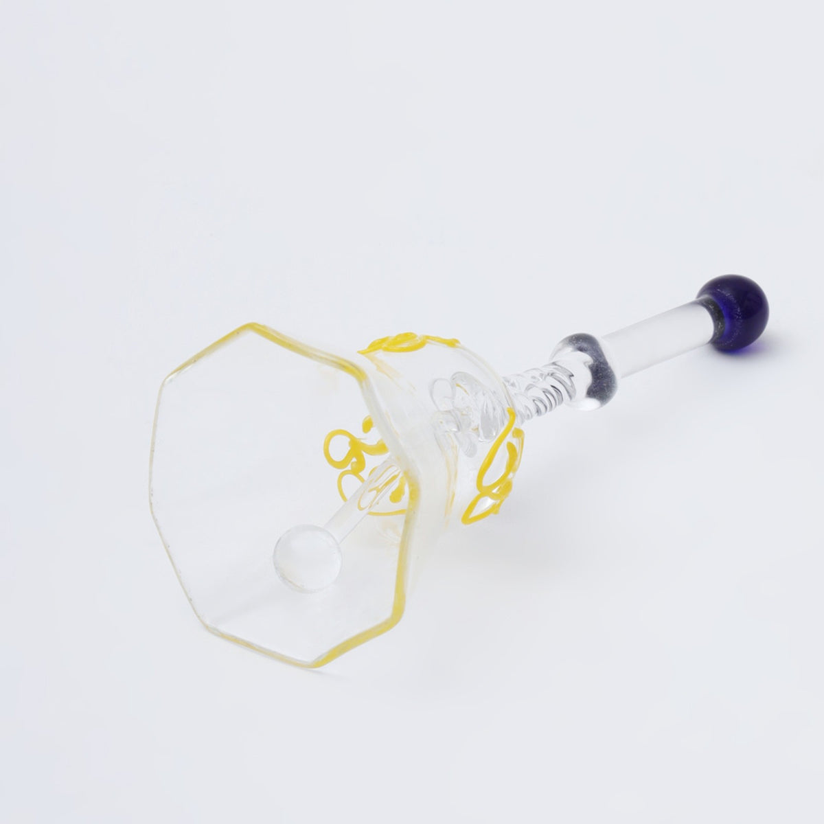 Sthula's Om Glass Bell Decorative Showpiece – Transparent Glass Hanging Bell with Yellow Om Design