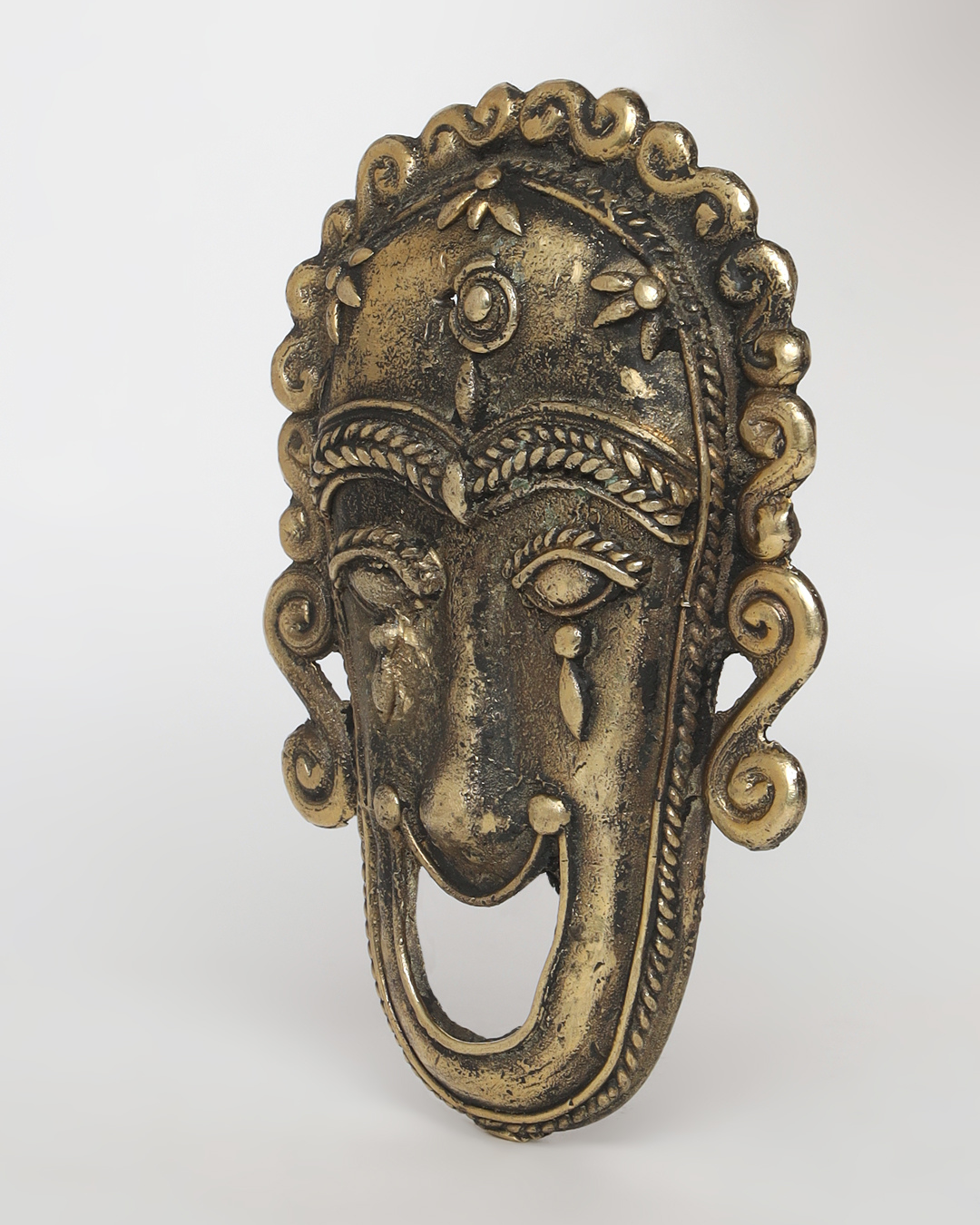 Sthula's Handmade Dokra Metal Tribal Face Wall Decor