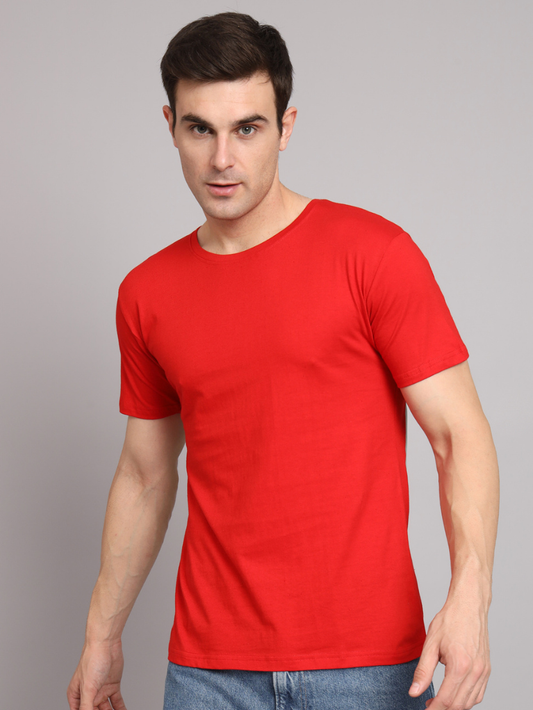 Sthula's Men Red Cotton T-Shirt