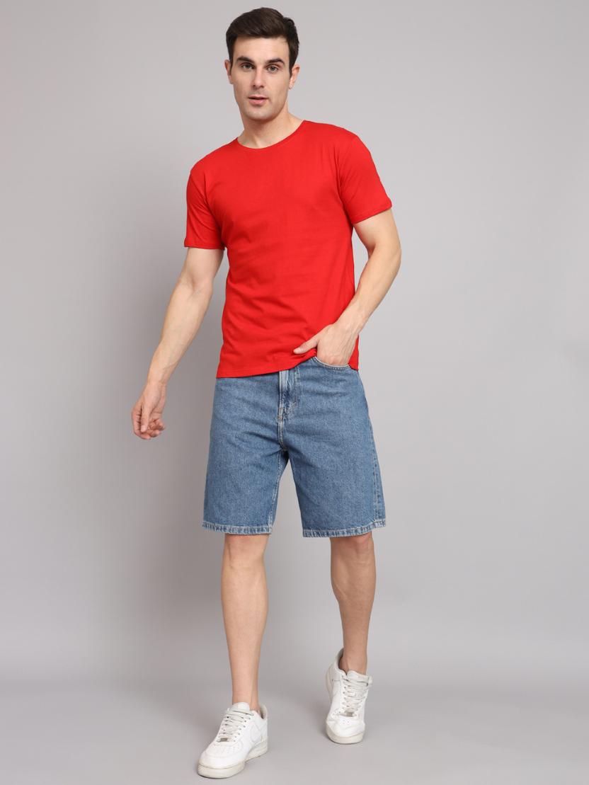 Sthula's Men Red Cotton T-Shirt