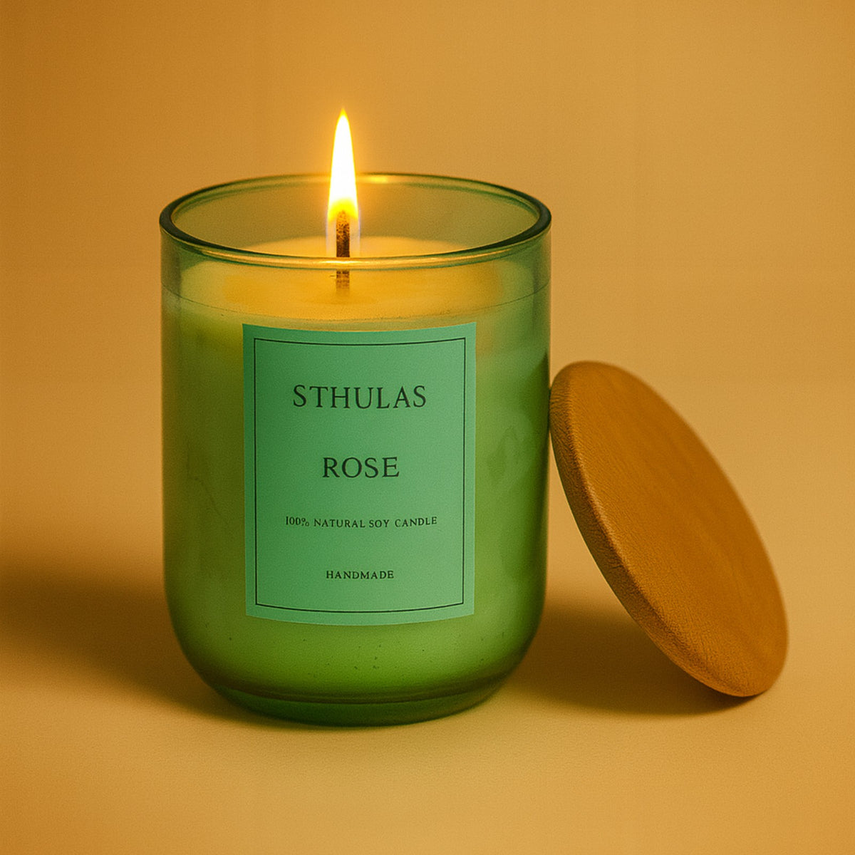 Sthula's Rose Scented Candle – Green Glass Jar