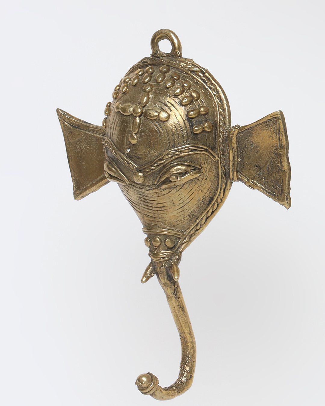 Sthula's Handcrafted Dokra Metal Ganesha Face Wall Hanging