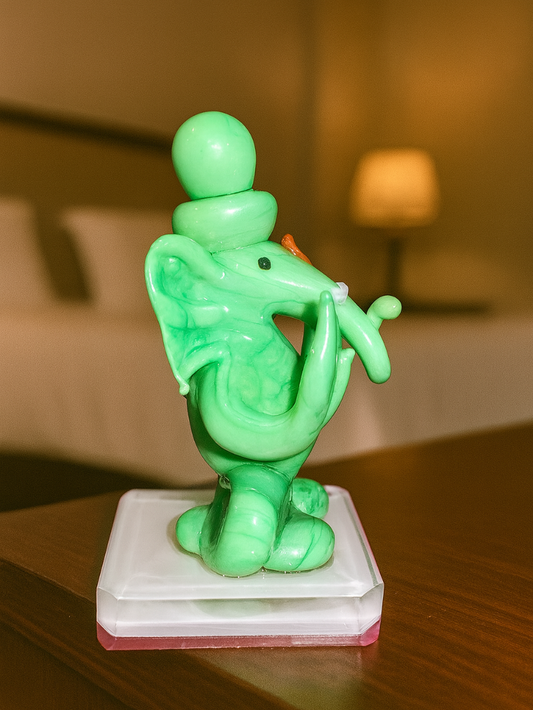 Sthula's Handcrafted Green Lord Ganesha Idol Showpiece