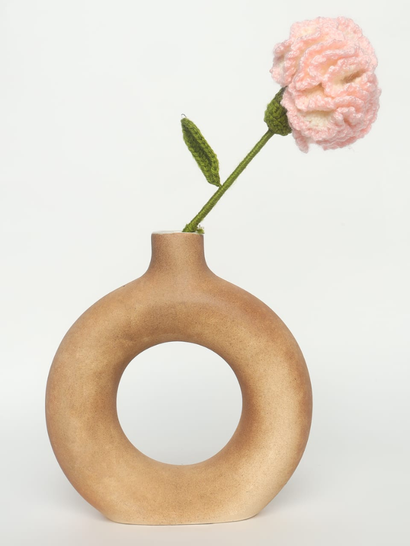 Sthula's Handcrafted Pink Handmade Wool Carnation Flower