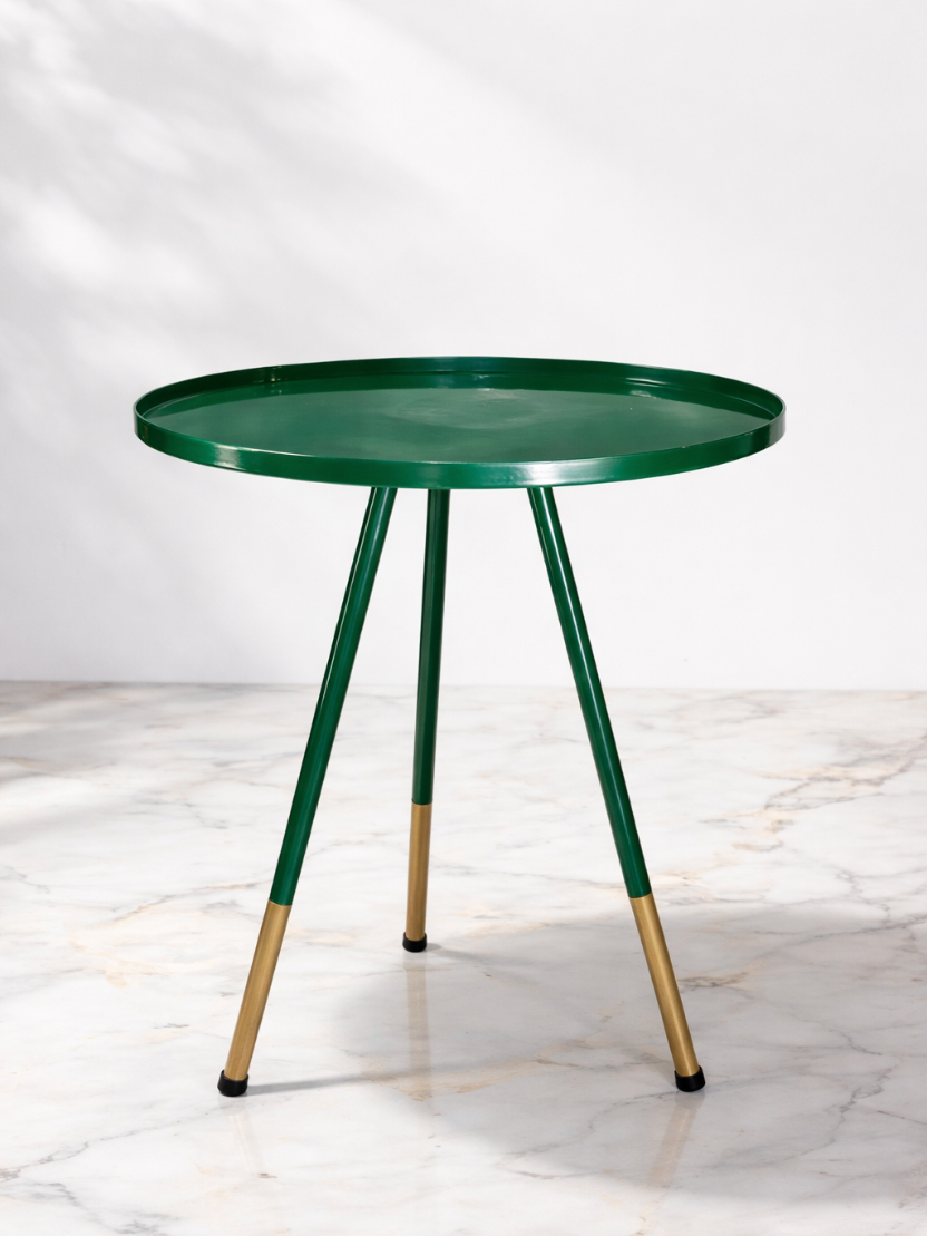 sthula's Handcrafted Modern Green Metal Side Table