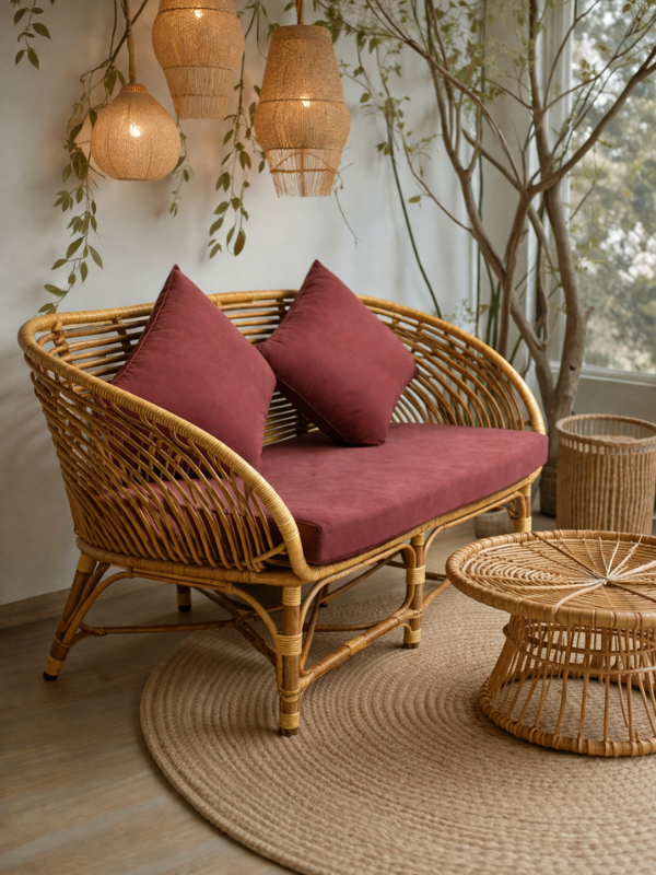Sthula's Natural Brown Rattan 2 Seater Sofa