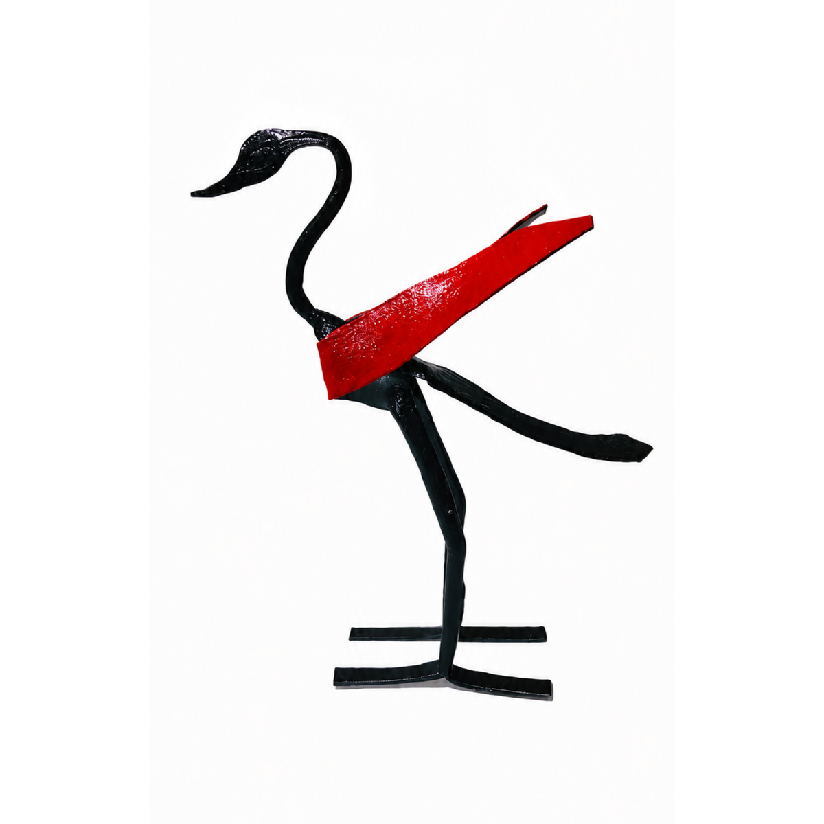 Sthula's Handmade Black and Red Metal Swan Figurine