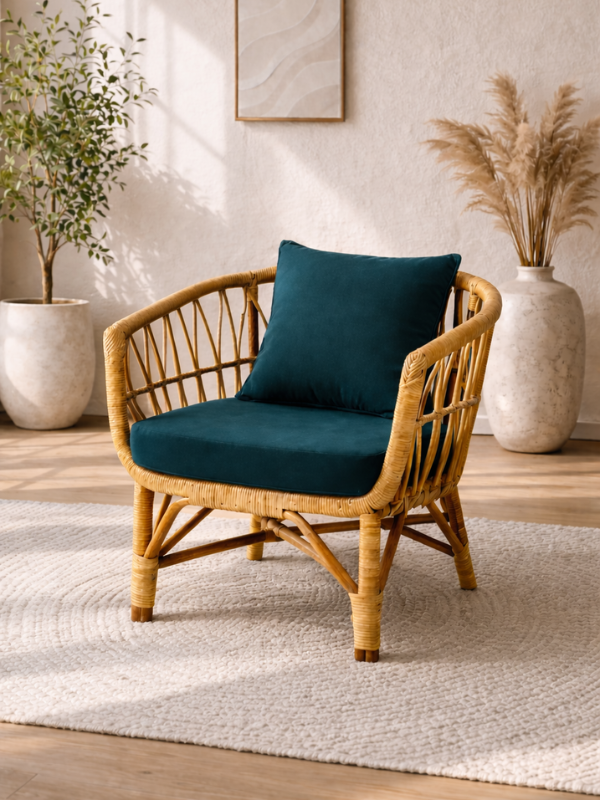 Sthula's Natural Brown Rattan Lounge Chair