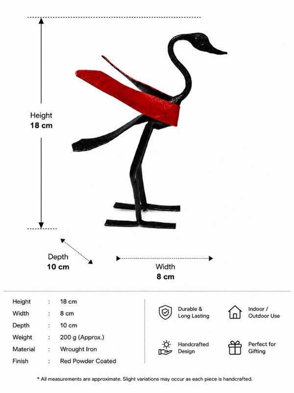 Sthula's Handmade Red Swan Metal Figurine