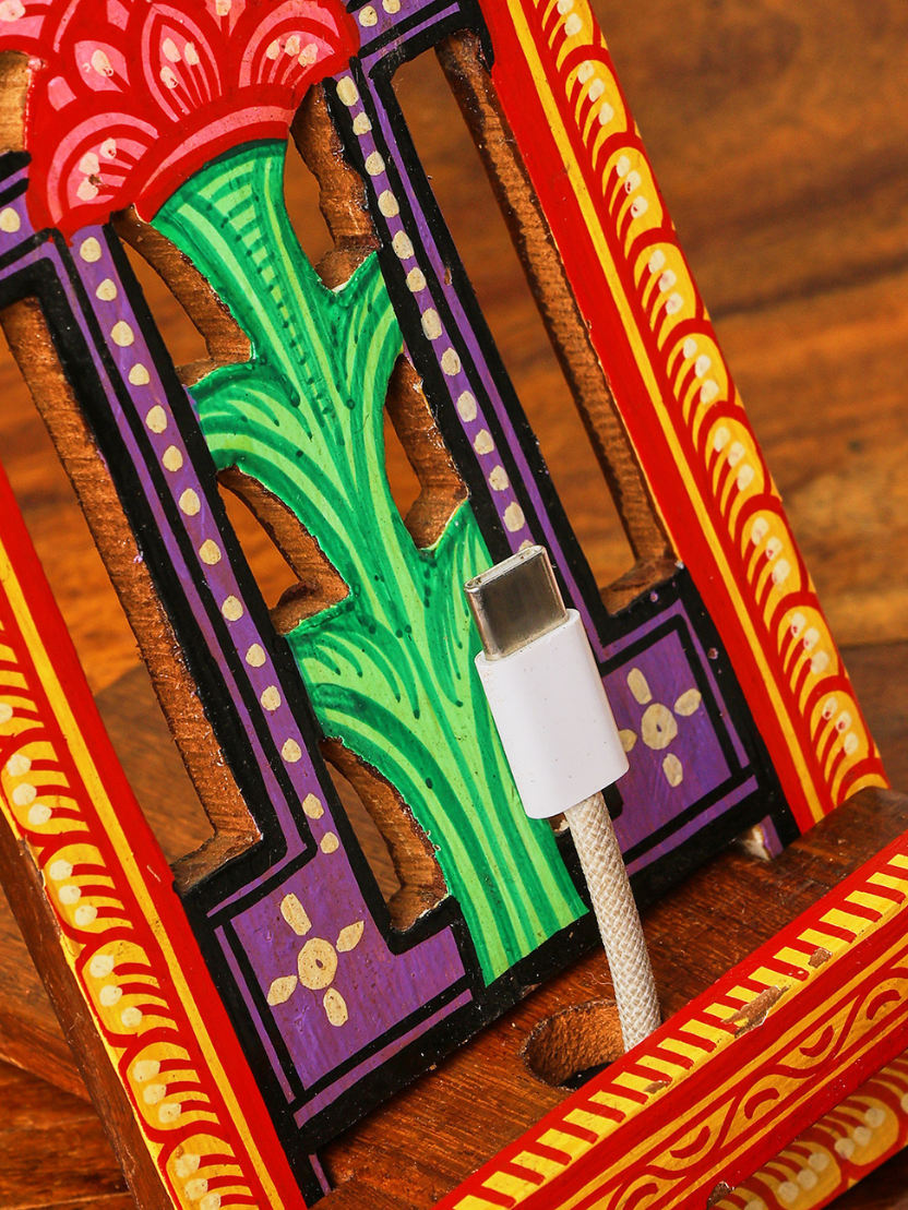 Sthula's Handcrafted Multicolor Wooden Handcrafted Mobile Stand