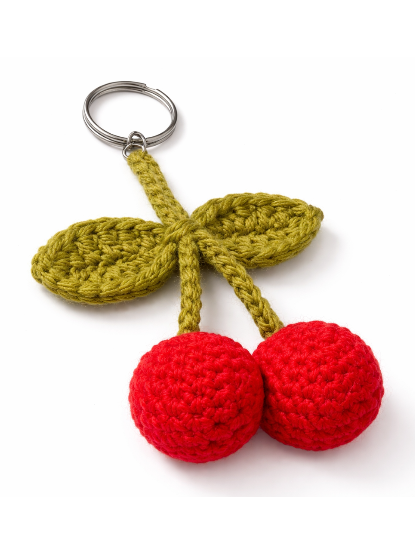 Sthula's Handmade Red Cherry Wool Keychain