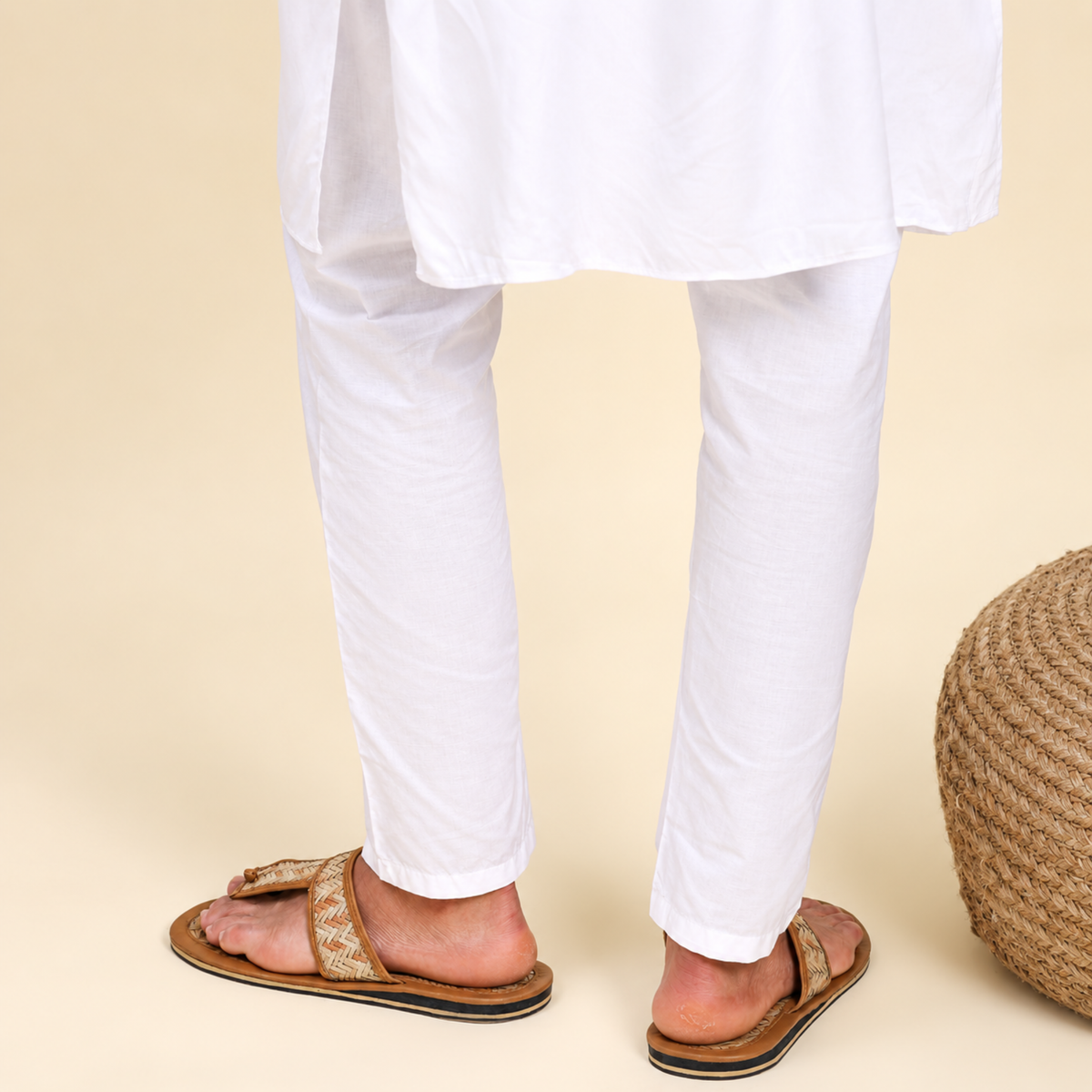 Sthula's  Men’s Woven Strap Flat Sandals – Tan, Synthetic Material