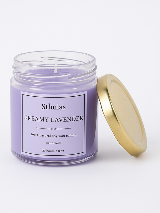 Sthula's Handcrafted Dreamy Lavender Soy Wax Candle