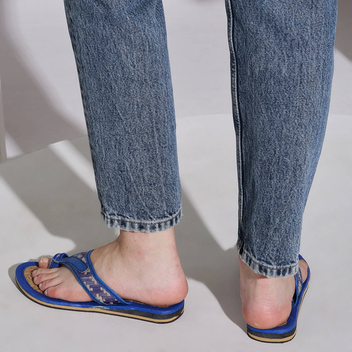 Sthula's Handmade Blue Bamboo Woven Women’s Sandals