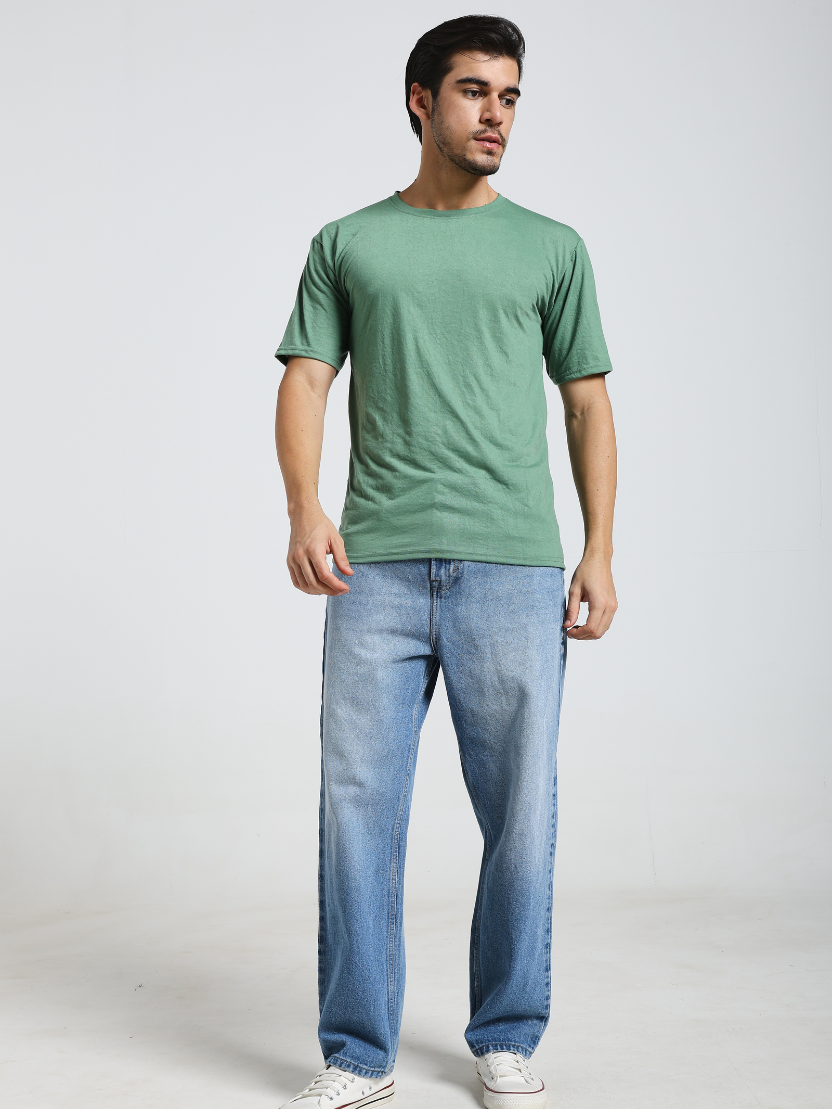 Sthula's Men Baggy Green Cotton T-Shirt