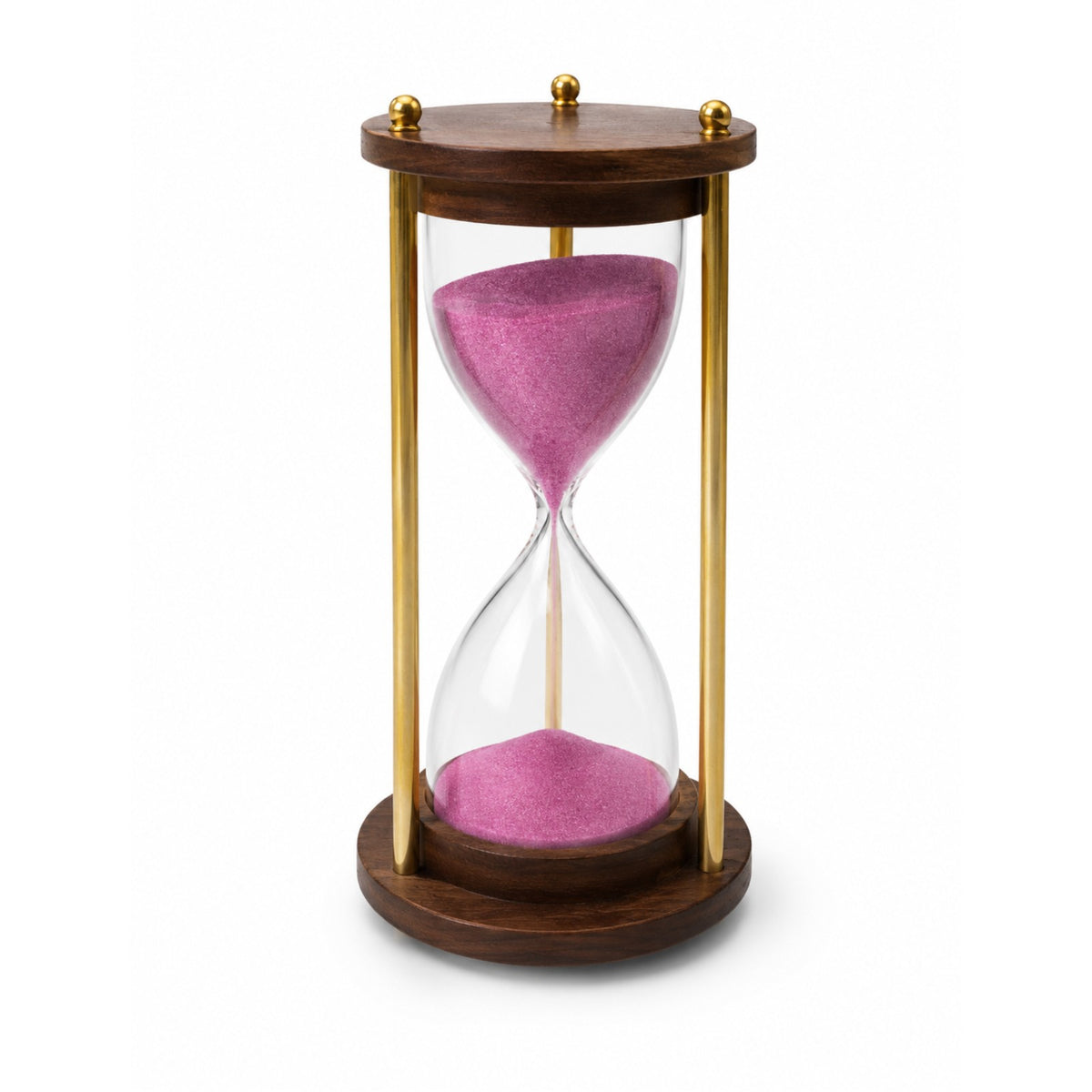 Sthula's Wooden Hourglass Sand Timer with Pink Sand