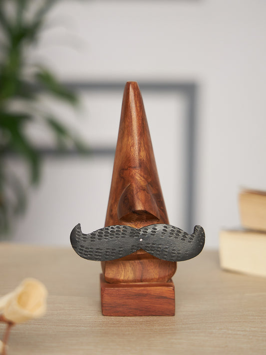 Handcrafted Wooden Spectacle Stand – Brown (15 cm)