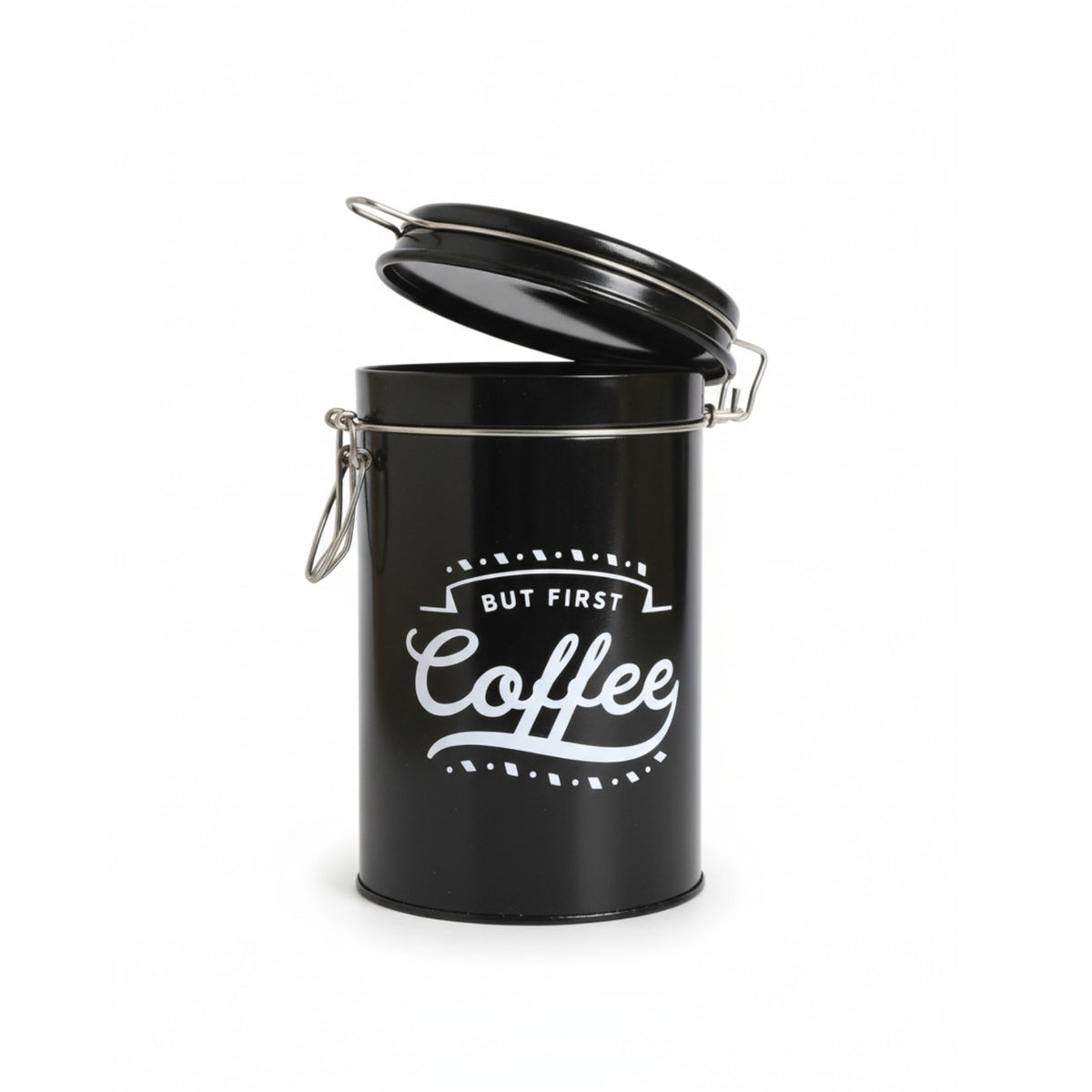 Sthula's  Black Metal Coffee Storage Canister – Airtight Kitchen Container with Lid