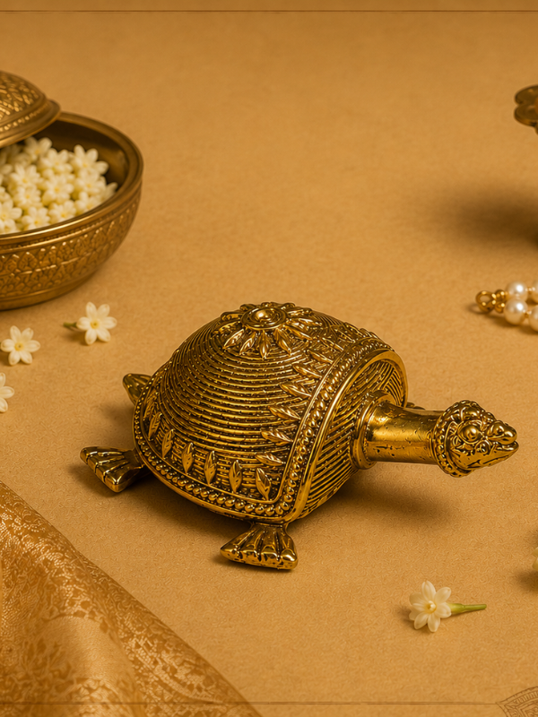 Sthula's Handmade Antique Brass Turtle Figurine