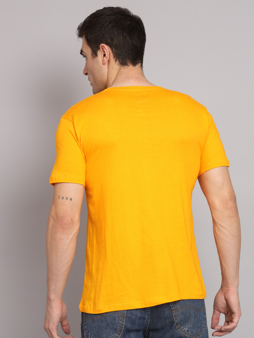 Sthula's Men Yellow Cotton T-Shirt