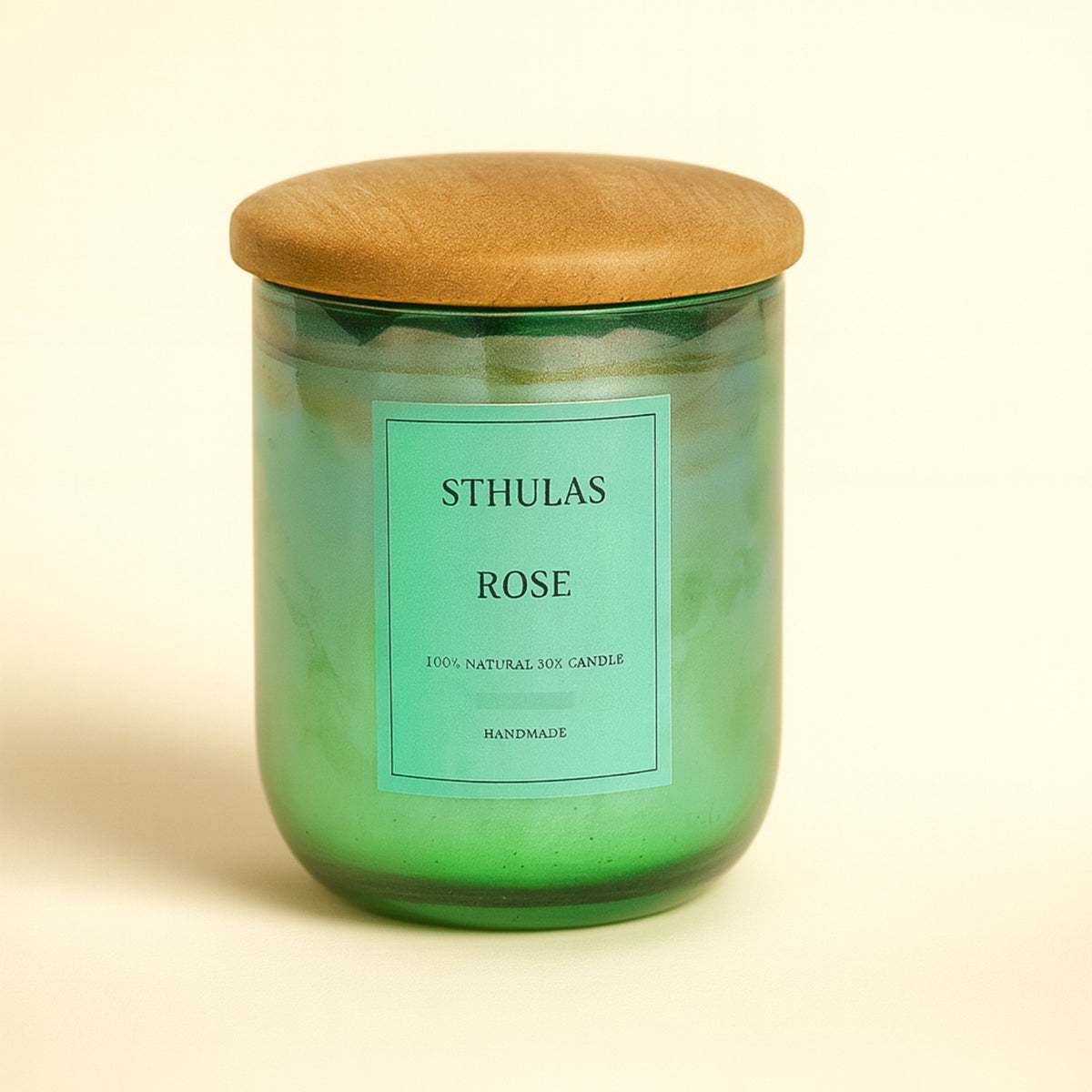 Sthula's Rose Scented Candle – Green Glass Jar