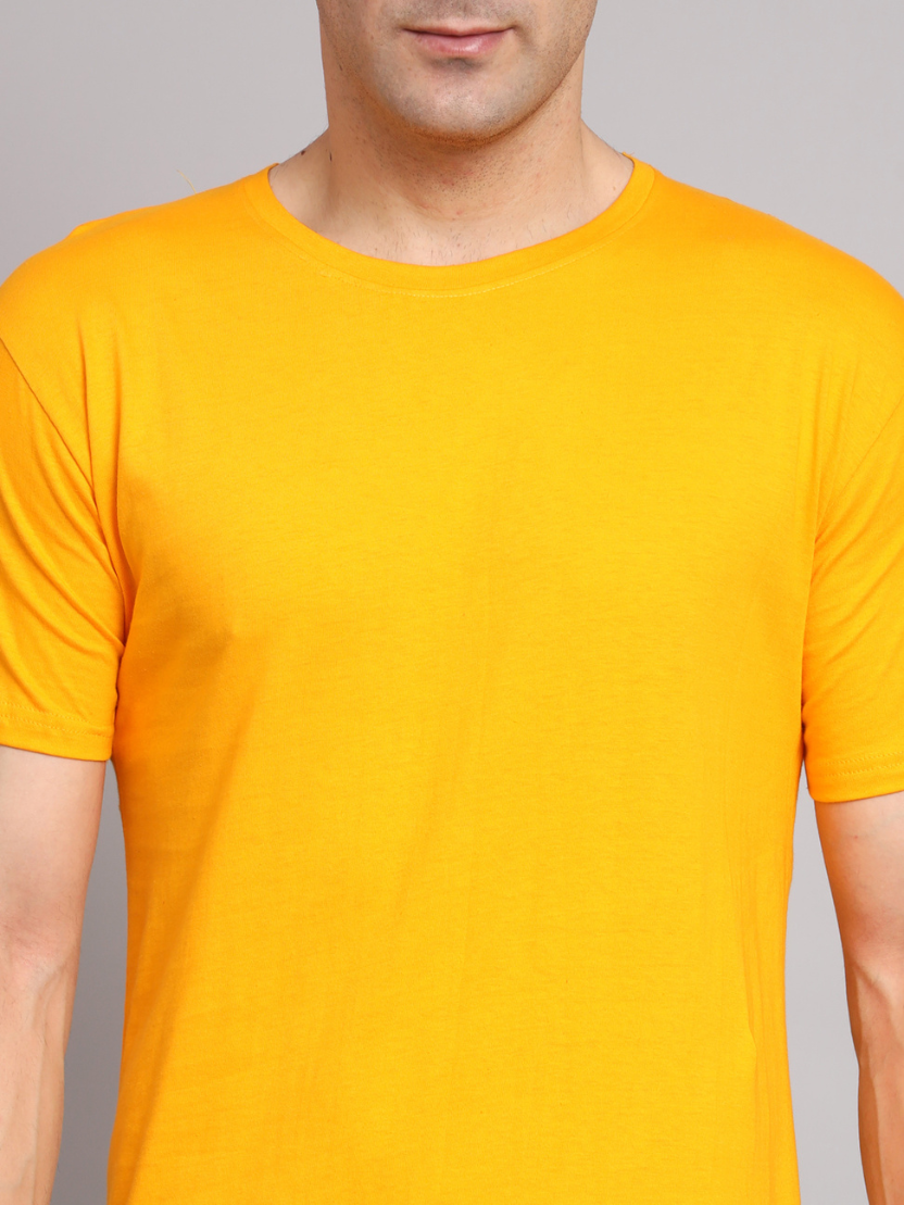 Sthula's Men Yellow Cotton T-Shirt