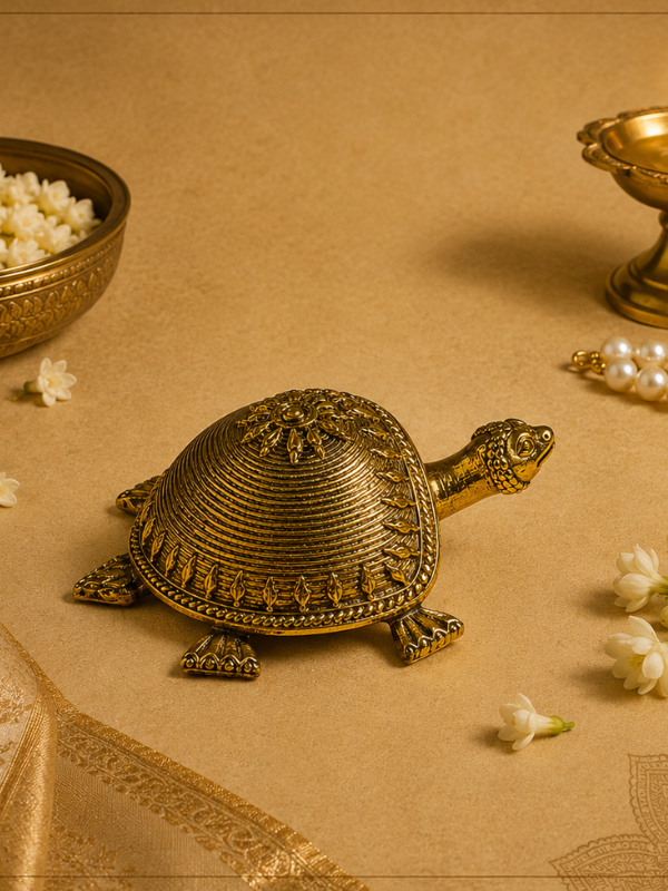 Sthula's Handmade Antique Brass Turtle Figurine