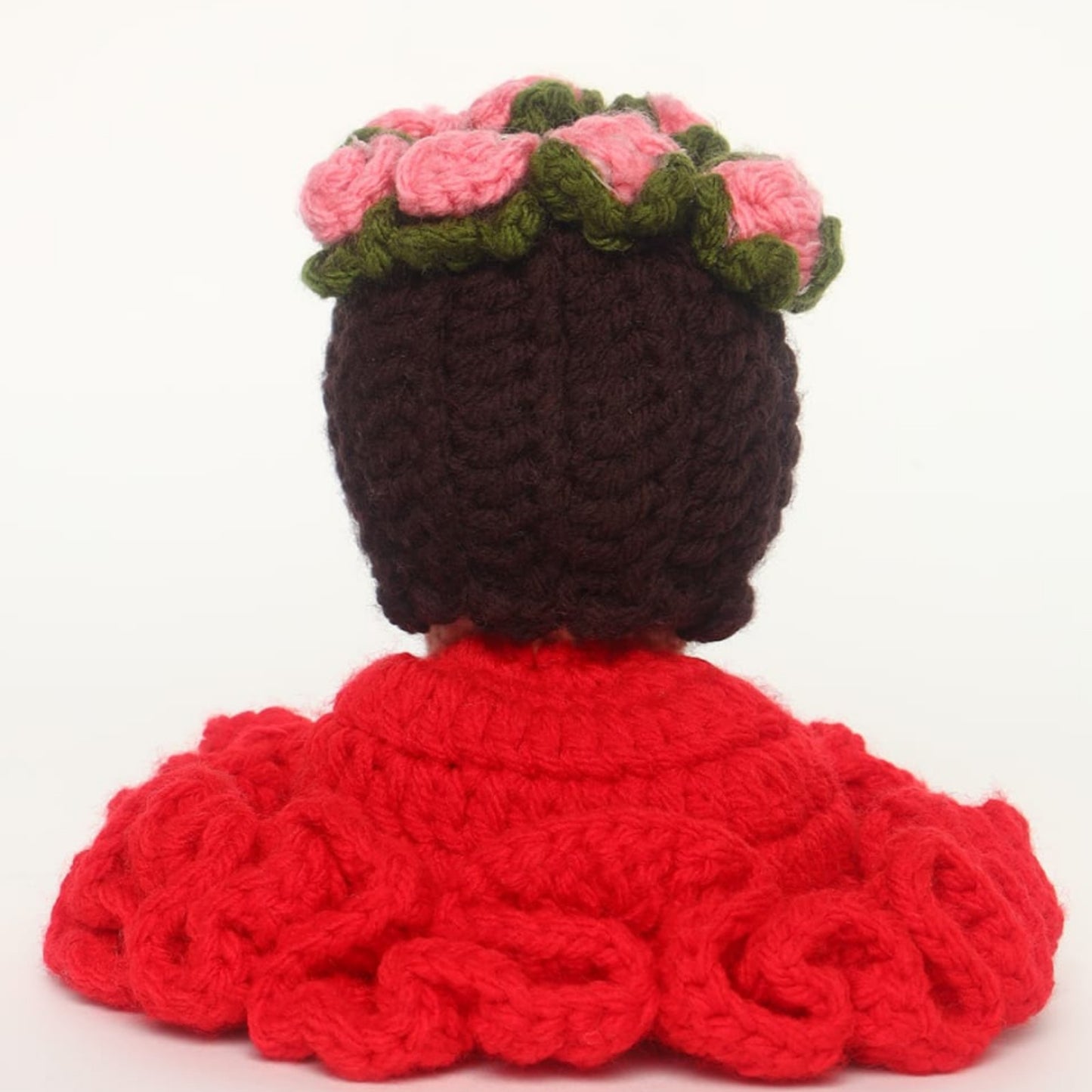 Sthula's Handmade Crochet Doll Soft Toy – Red Dress with Pink Flower Crown