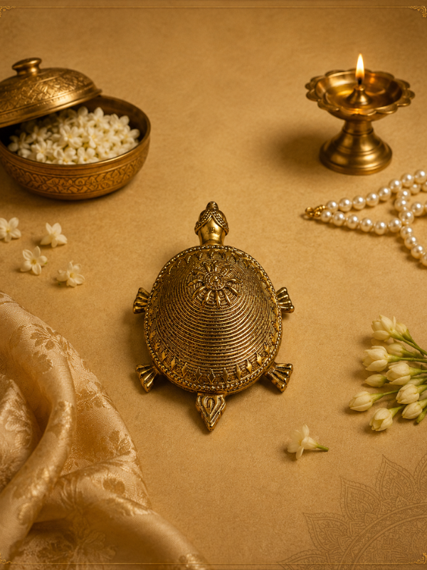 Sthula's Handmade Antique Brass Turtle Figurine