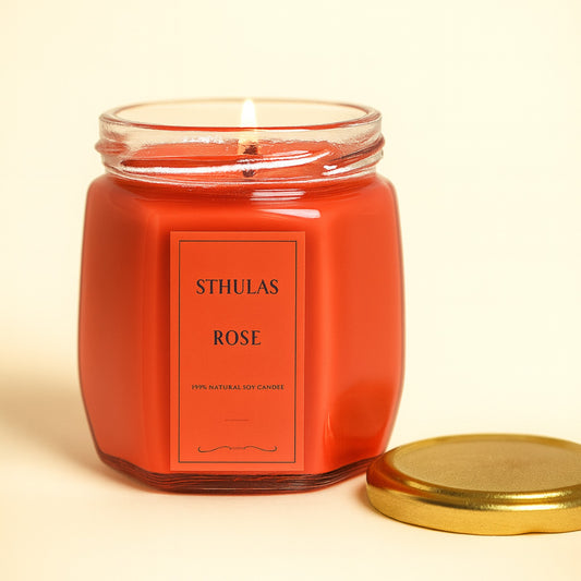 Sthula's Rose Scented Candle – Orange Glass Jar