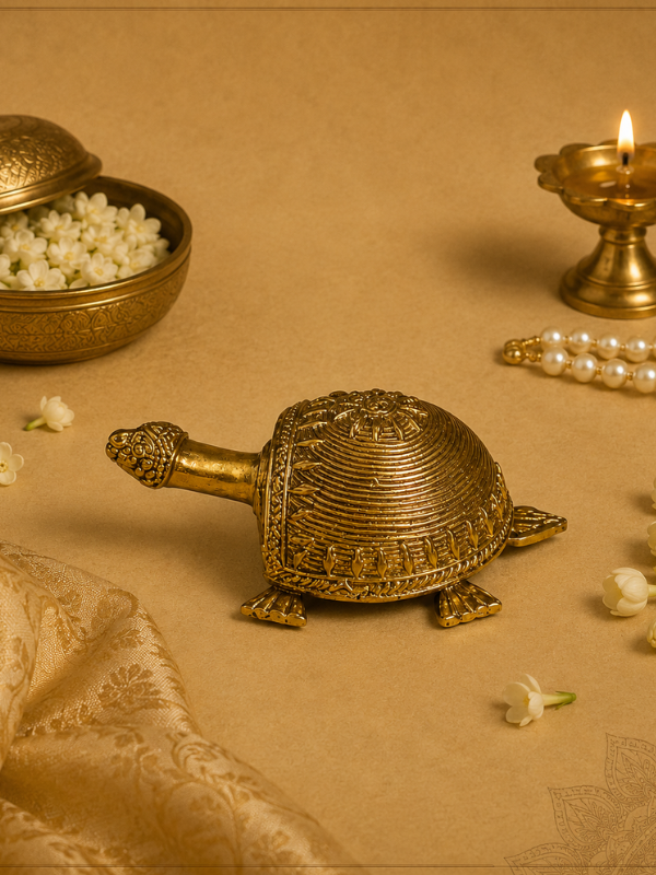 Sthula's Handmade Antique Brass Turtle Figurine