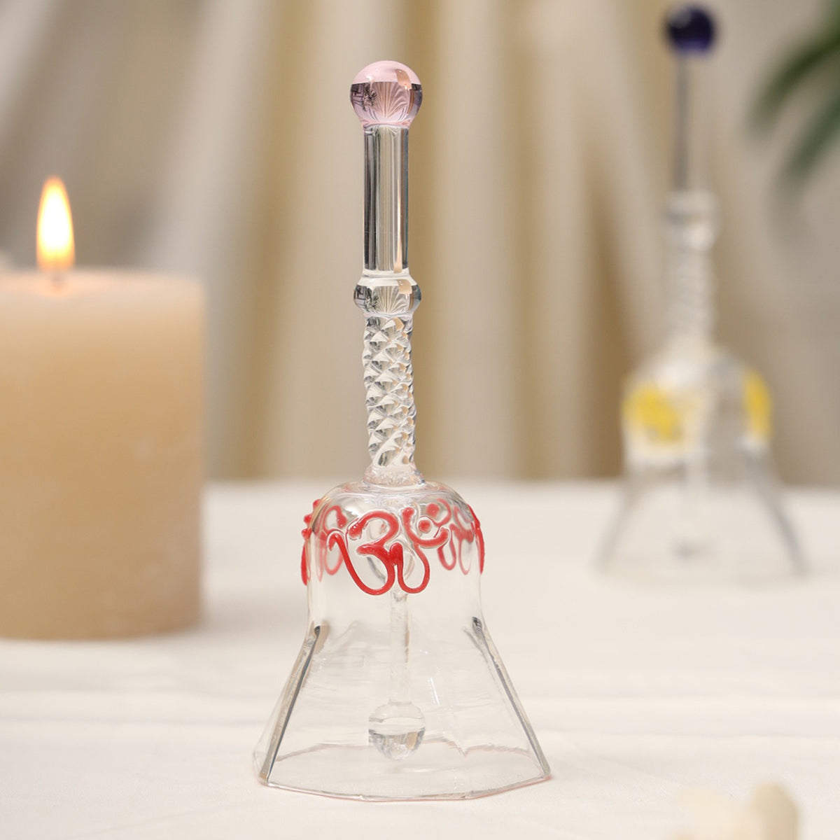 Sthula's Om Hanging Glass Bell Decorative Showpiece – Transparent Glass Wind Chime