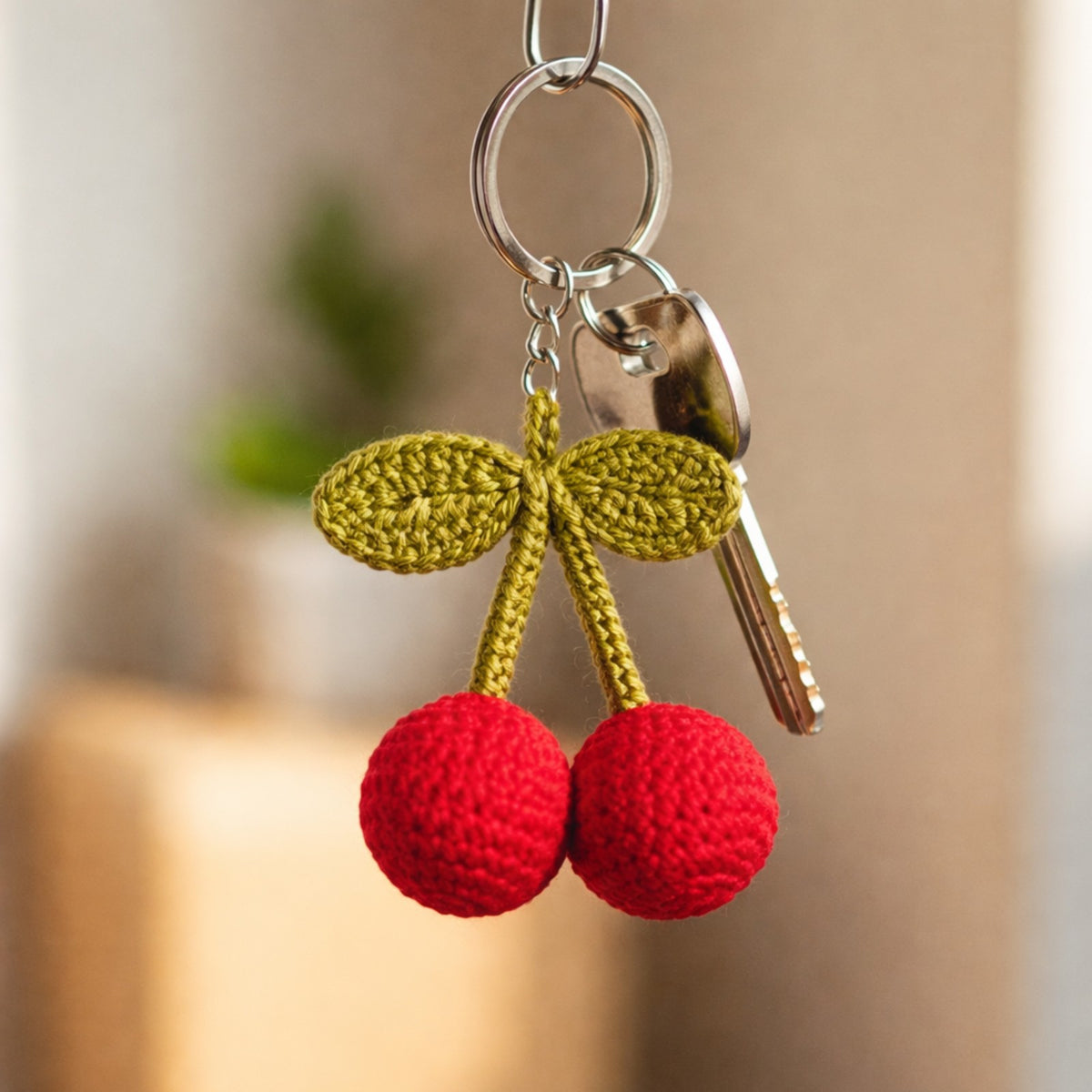 Sthula's Handmade Red Cherry Keychain