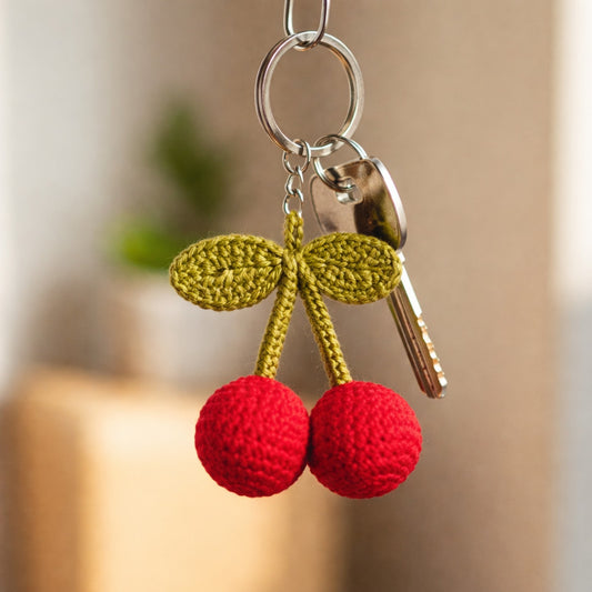 Sthula's Handmade Red Cherry Keychain